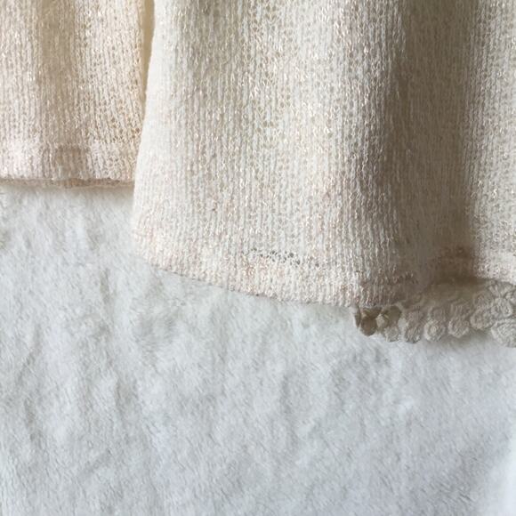 Cream Long Sleeve with Floral Lace Back Sweater - Picture 4 of 16